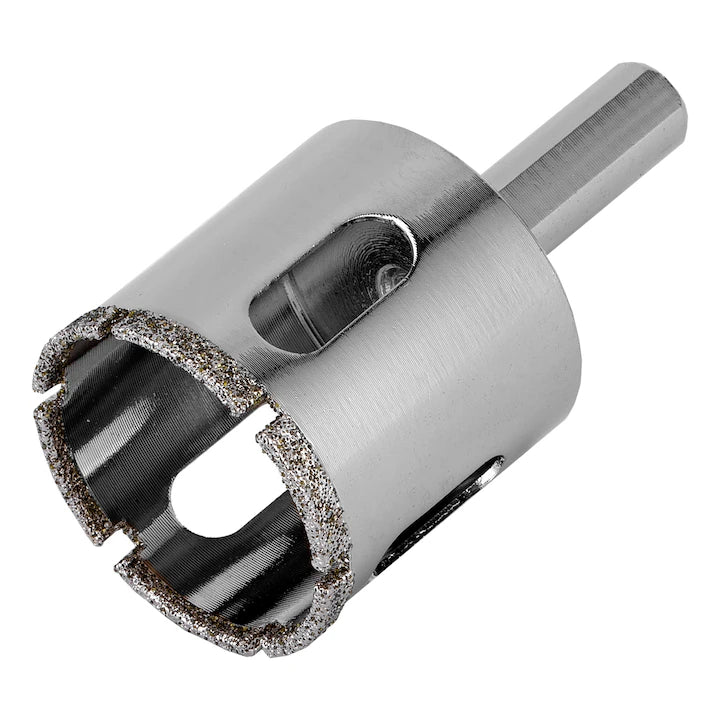 Carota diamantata 35x67 mm MTX pentru sticla si faianta, coada triunghiulara, galvanizata, argintiu