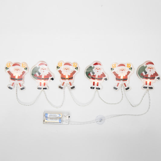 Ghirlanda luminoasa LED Mos Craciun, silicon autoadeziv, 6 LED alb cald, fir transparent, pe baterii