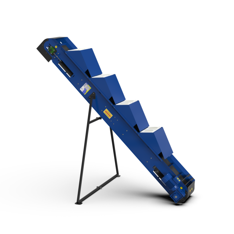 Banda de transportare TL-1000 3M, inclinata, motor-reductor 0.37 kW, capacitate 1000 kg/h