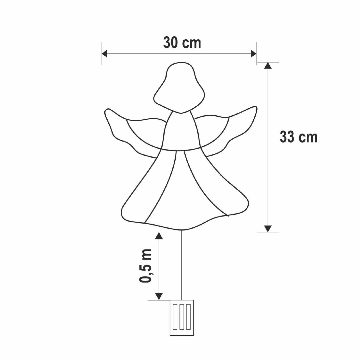 Decoratiune LED fereastra inger KID501BWW, 35 LED alb cald, timer 6/18h, ventuze incluse, pe baterii