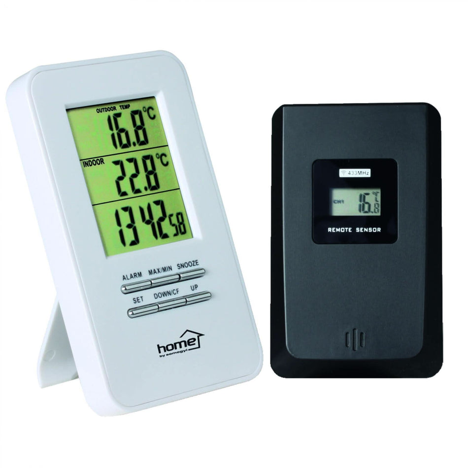 Termometru Digital Wireless Interior-Exterior HC 11 cu Ceas, Alarma si Emitator, Raza 60m, Montare pe Perete sau Masa