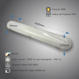 Corp LED IP65 20W, 600x94x72.5mm, 6500K, emergenta 3h