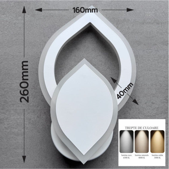Aplica LED Iris ajustabila, 22W, 1900 lm, 260x160x40 mm