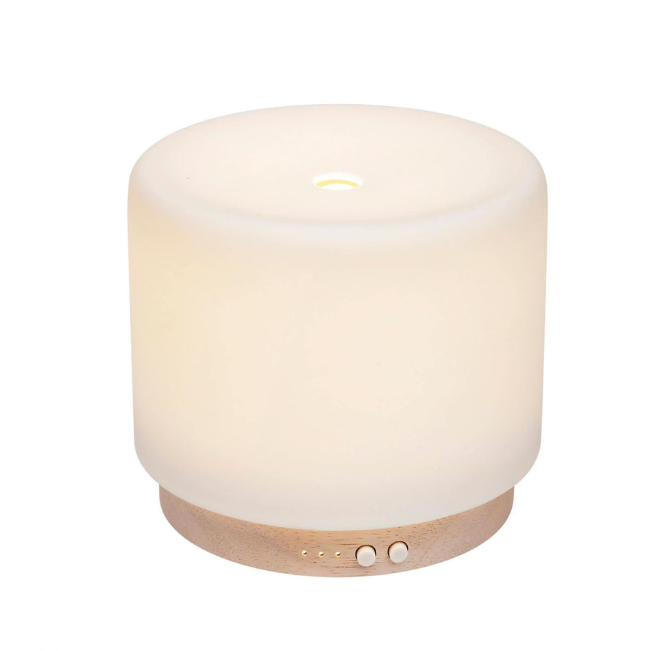 Lampa aromaterapie cu ultrasunete AD 280, 280 ml, timer, lumina ambientala, baza lemn cauciuc, abajur portelan