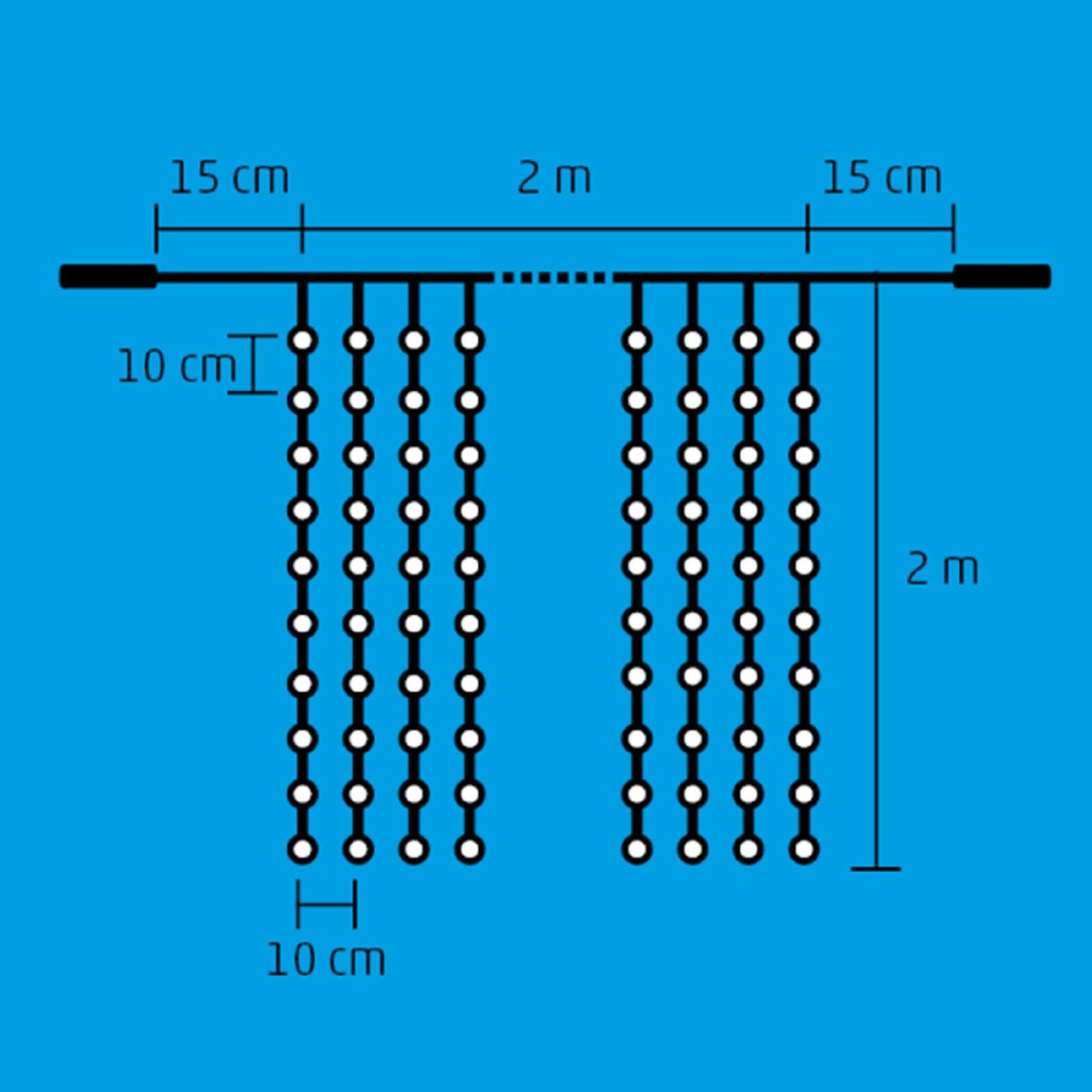 Perdea de lumini cu 400 LED-uri, cu legare in serie, 2 x 2m, IP44, DLF 400/WH