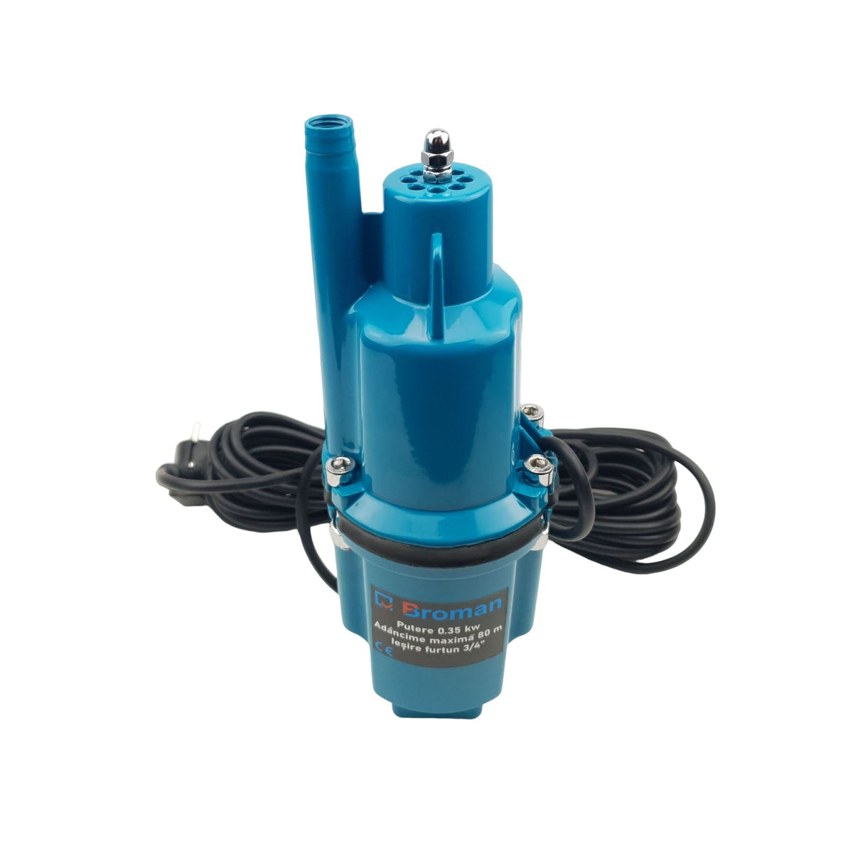 Set Pompa submersibila pe vibratii Broman 350W, 80m + Furtun gradina PVC 3/4 inch, 50m