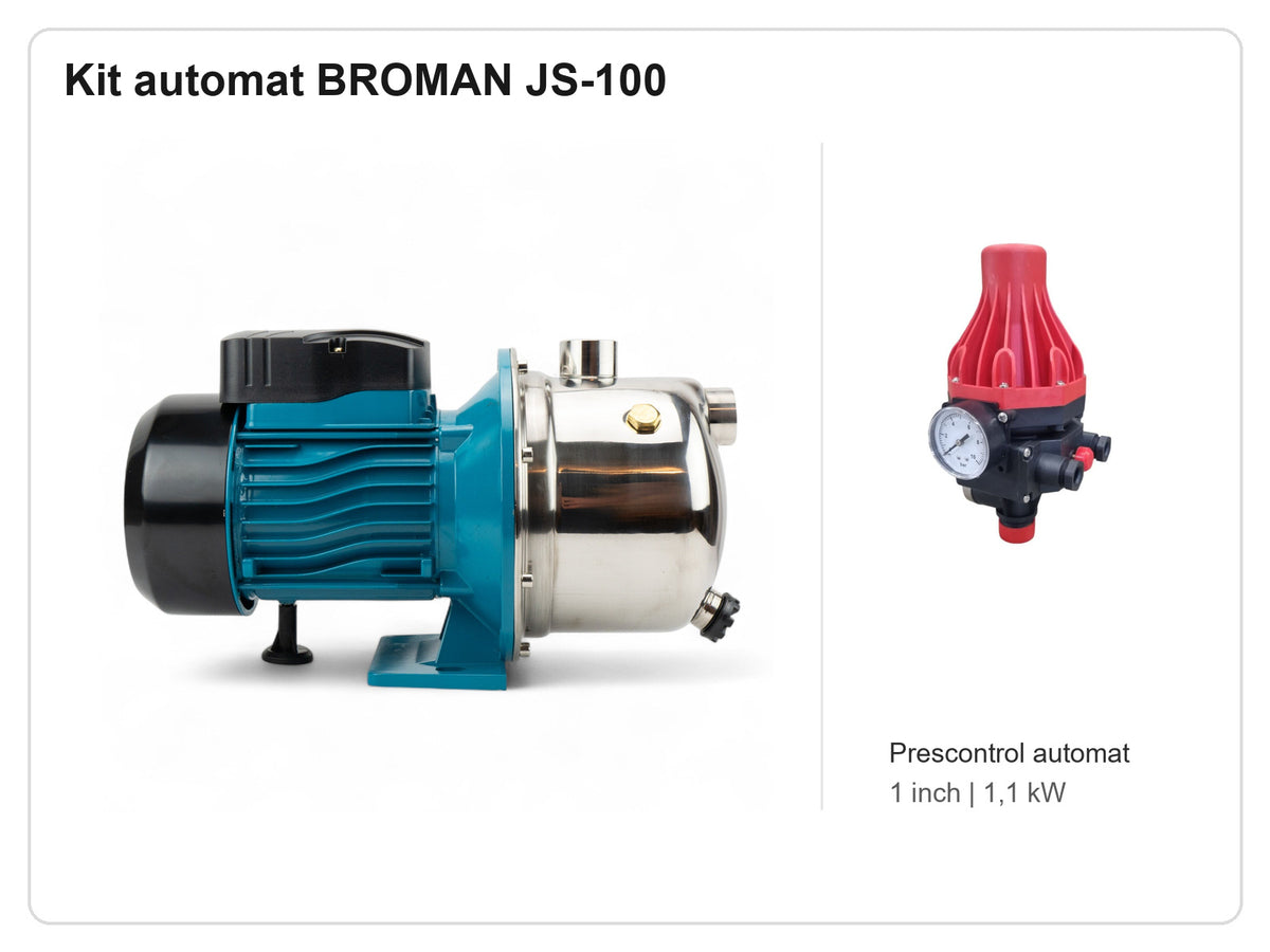 Kit automat Broman JS-100 1CP cu prescontrol 1 inch - toate produsele incluse
