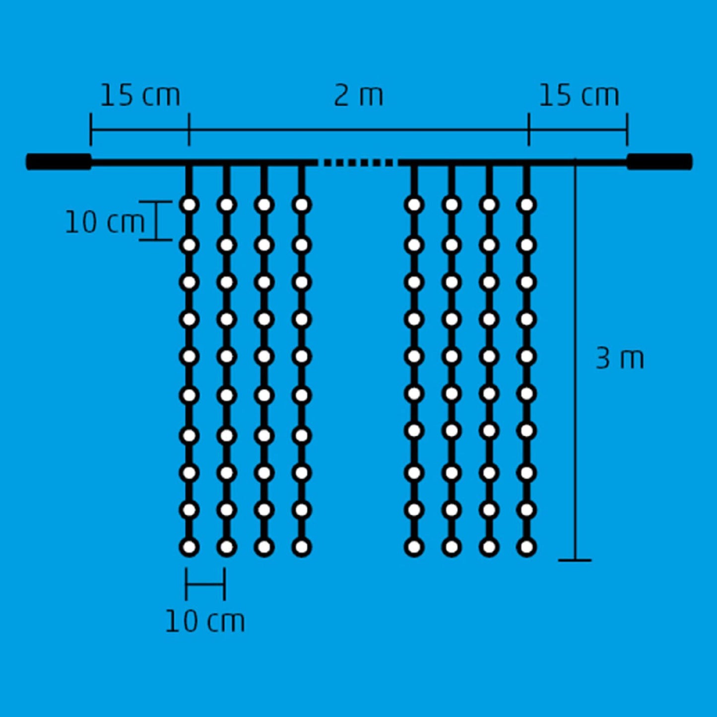 Perdea de lumini cu 600 LED-uri, cu legare in serie, lumina alba, 2m, DLF 600/WH