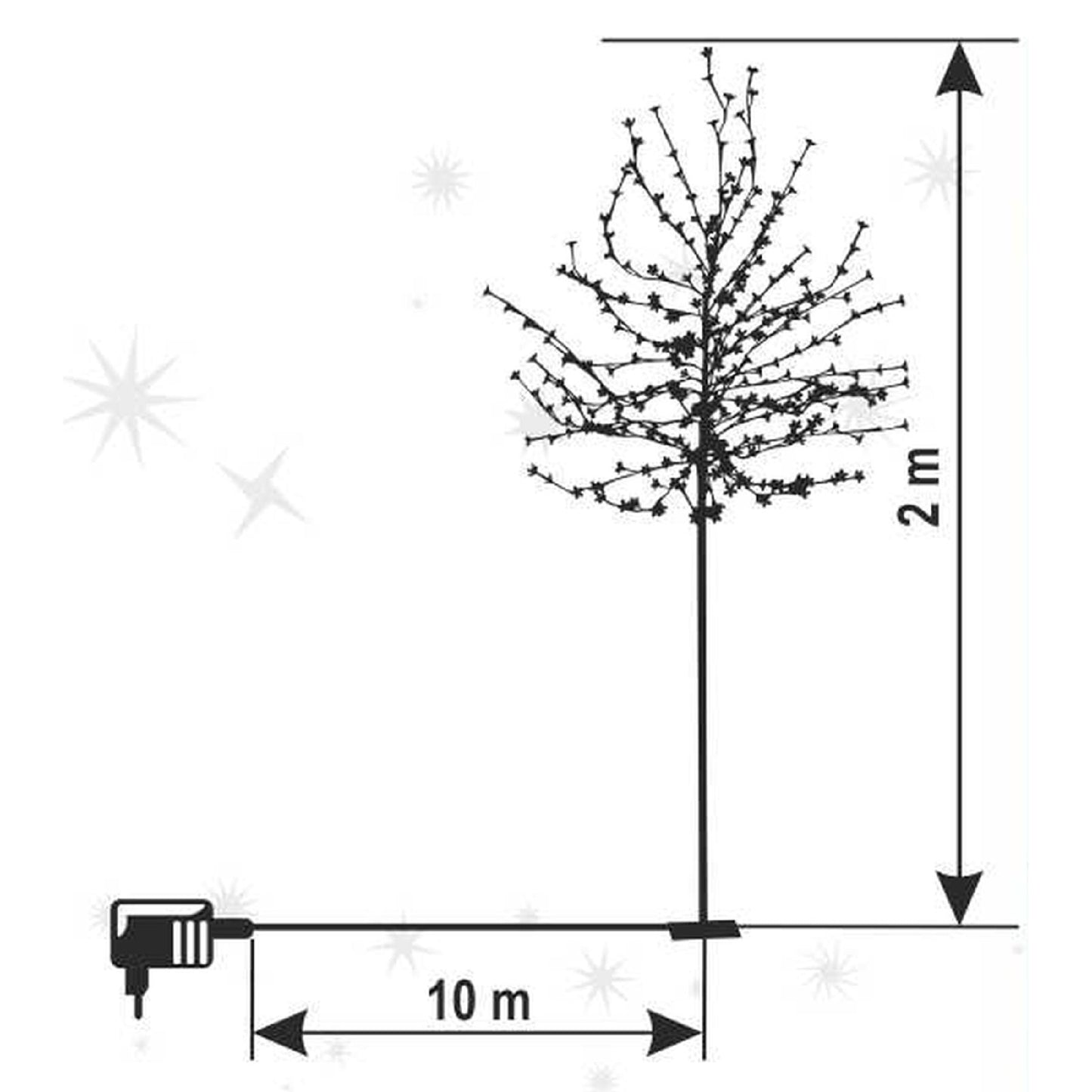 Decoratiune cires inflorit, 320 LED-uri, 200 cm, suport metalic