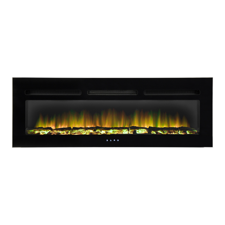 Semineu electric incorporabil sau montabil pe perete, 2000W, flacara color, efect lemn arzand, termostat electronic, program saptamanal, telecomanda, protectie supraincalzire
