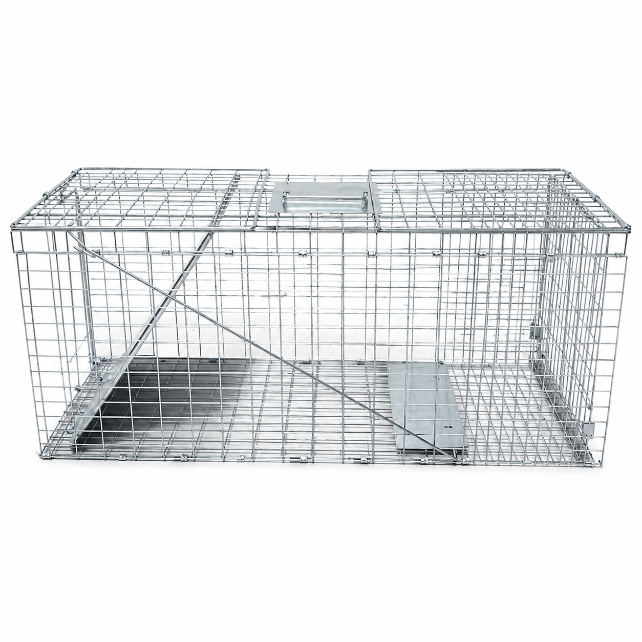Capcana Animale Salbatice Pliabila 94x34x37 cm, Cusca Metalica Galvanizata, Inchidere Automata