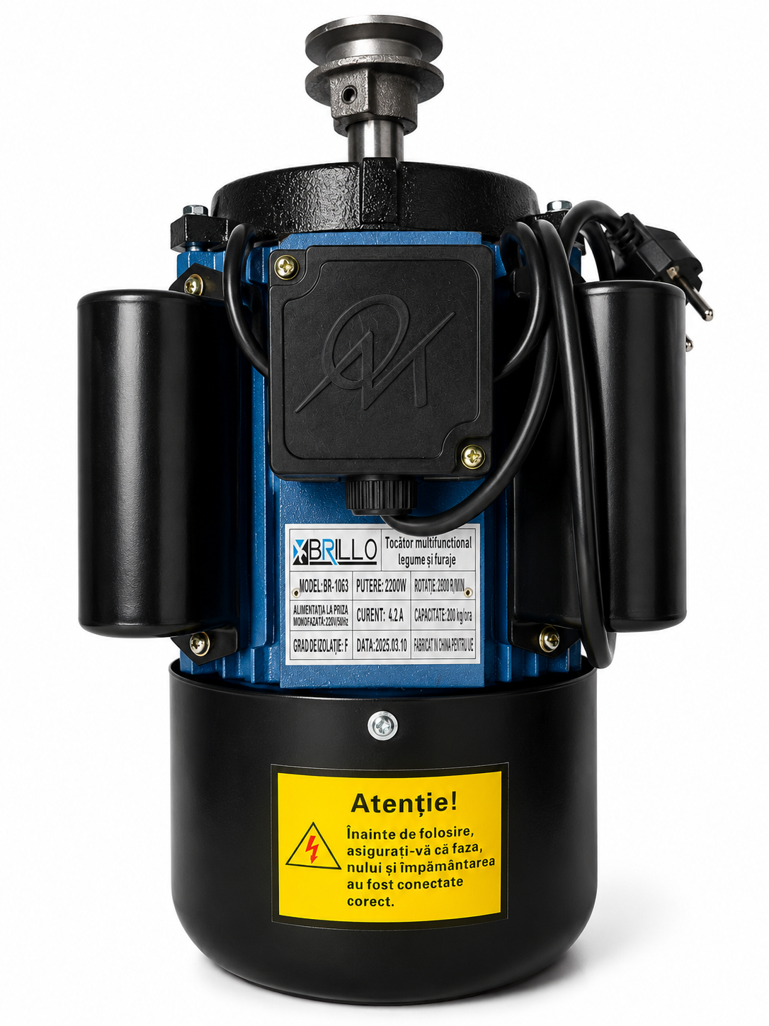 Razatoare si tocator electric furaje Brillo 2 in 1, 2.2kW, 2800 rpm, 300 kg/h, inox