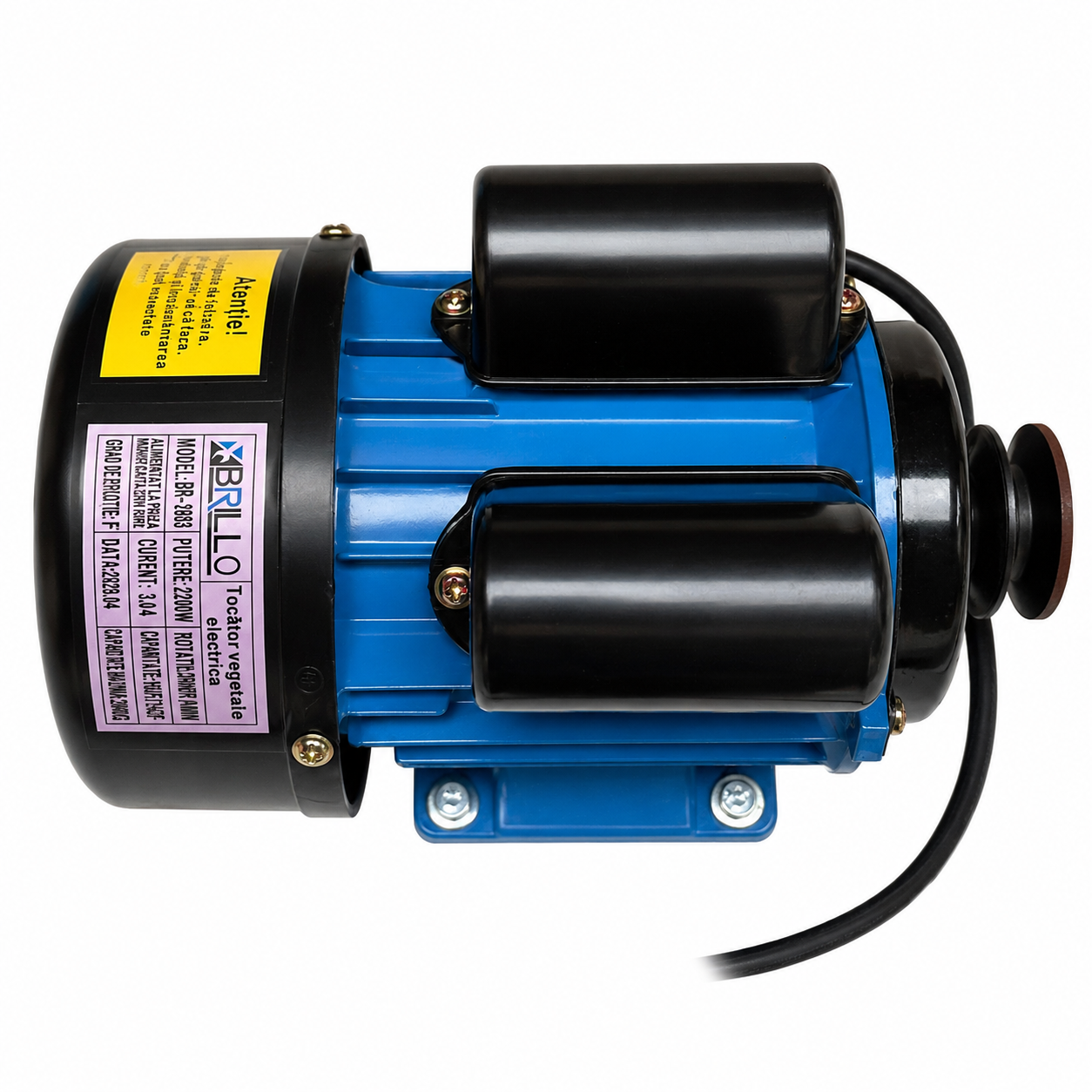 Razatoare Electrica pentru Legume si Fructe Brillo, 2200W, 300 kg/h, 2800 RPM, cu Manivela