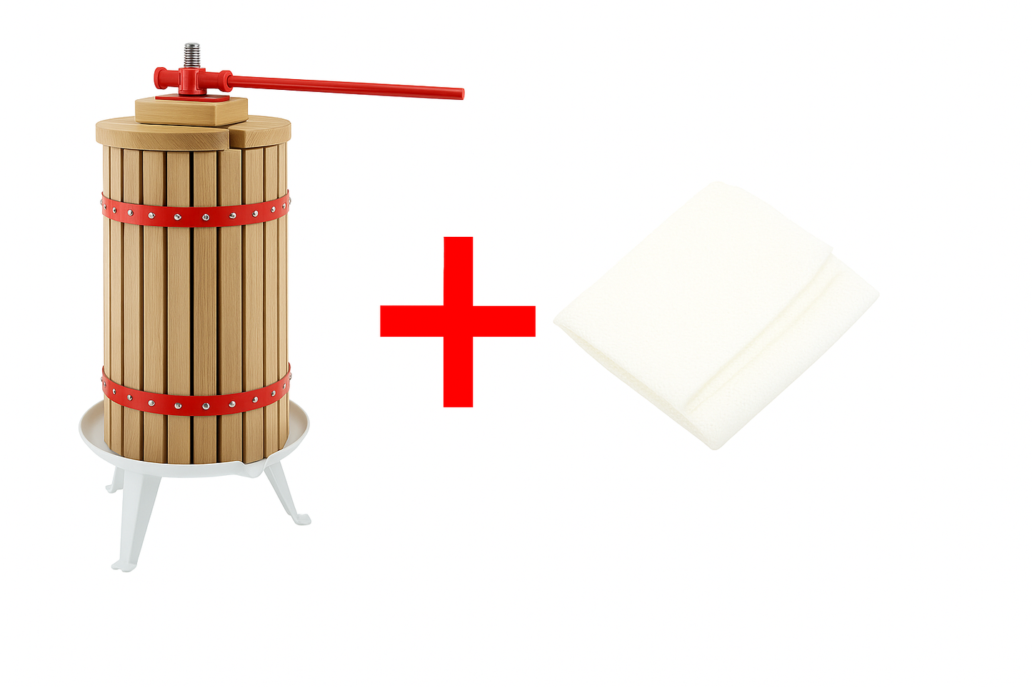 Pachet Presa manuala Elefant FP-30 30L lemn stejar + sac filtru 30L pentru fructe si struguri