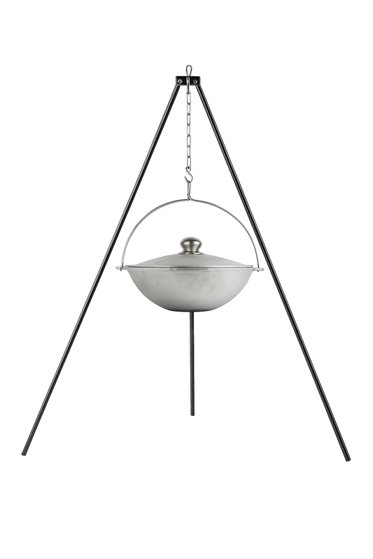 Pachet Ceaun Asiatic BRIZOLL 4L aluminiu alimentar diametru 280 mm + Trepied BRIZOLL otel 100 cm