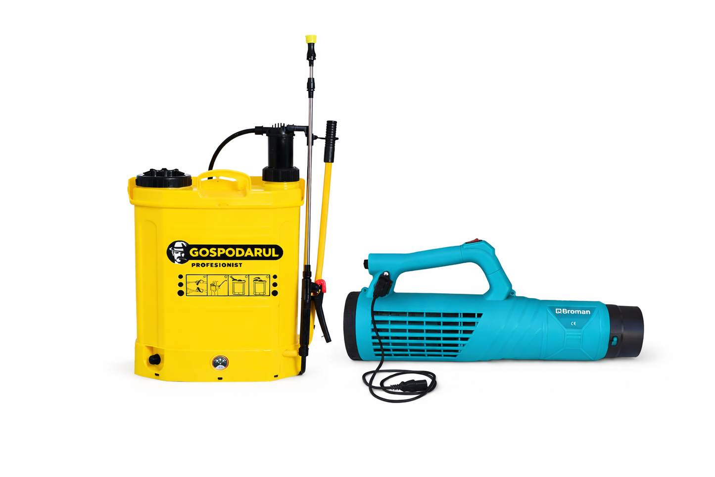 Set pompa de stropit Gospodarul Profesionist 16L electrica manuala + Atomizor Broman 12V