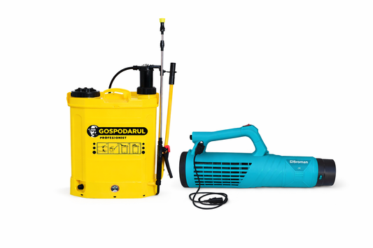 Set pompa de stropit Gospodarul Profesionist 16L electrica manuala + Atomizor Broman 12V