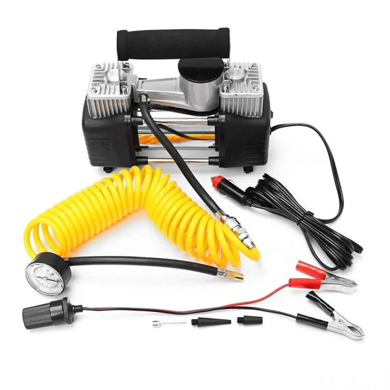 Compresor Pneumatic Auto, 12V, 250W, Presiune Max. 150 PSI, Cilindru Dublu, Accesorii Incluse