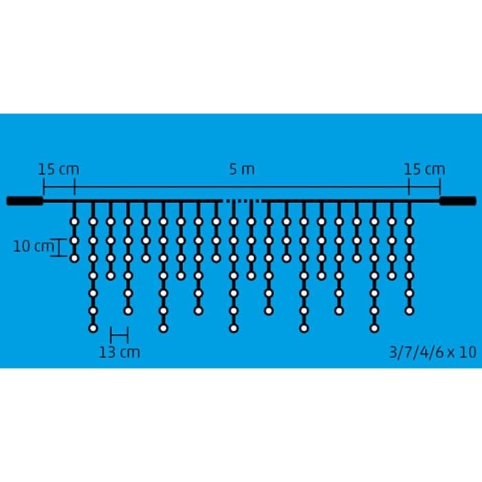 Perdea de lumini cu 200 LED-uri, cu legare in serie, DLFJ 200F/WW