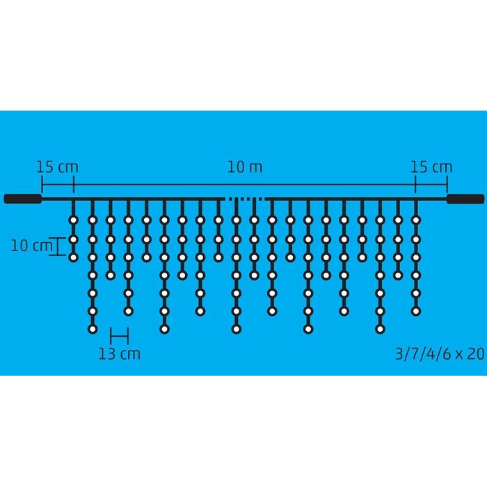 Ghirlanda cu 200 LED-uri, cu legare in serie, 10m, IP44, DLI 200/WH