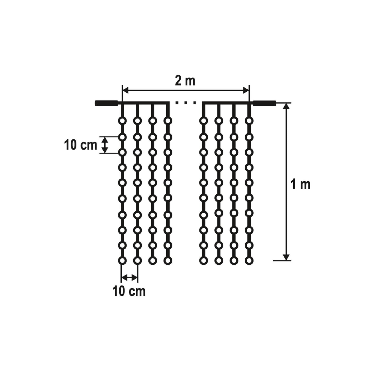 Perdea de lumini cu 210 LED-uri, culoare alb rece, inseriabil, 2 x 1m, DLF 210/WH