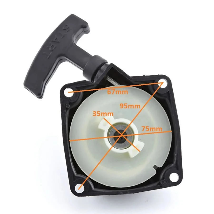 Demaror motocoasa universal 2T, 2 dinti, simplu – compatibil cu majoritatea modelelor, distanta prindere 67 mm