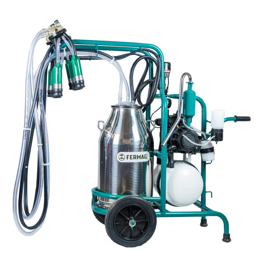 Aparat de muls vaci cu 2 posturi, 1 bidon inox 40 L, pulsator electronic, PROFESIONAL