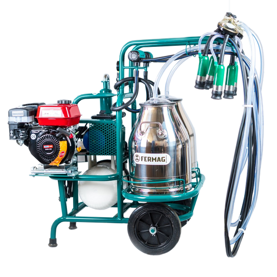 Aparat de muls cu 2 posturi si 1 bidon inox, cu motor termic