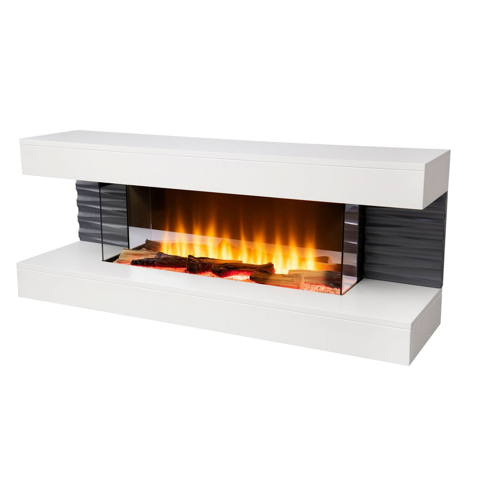 Semineu Electric Panoramic FKK 10, 1000W/2000W, Montare pe Perete sau Podea, Efect de Flacara si Iluminare Ambianta