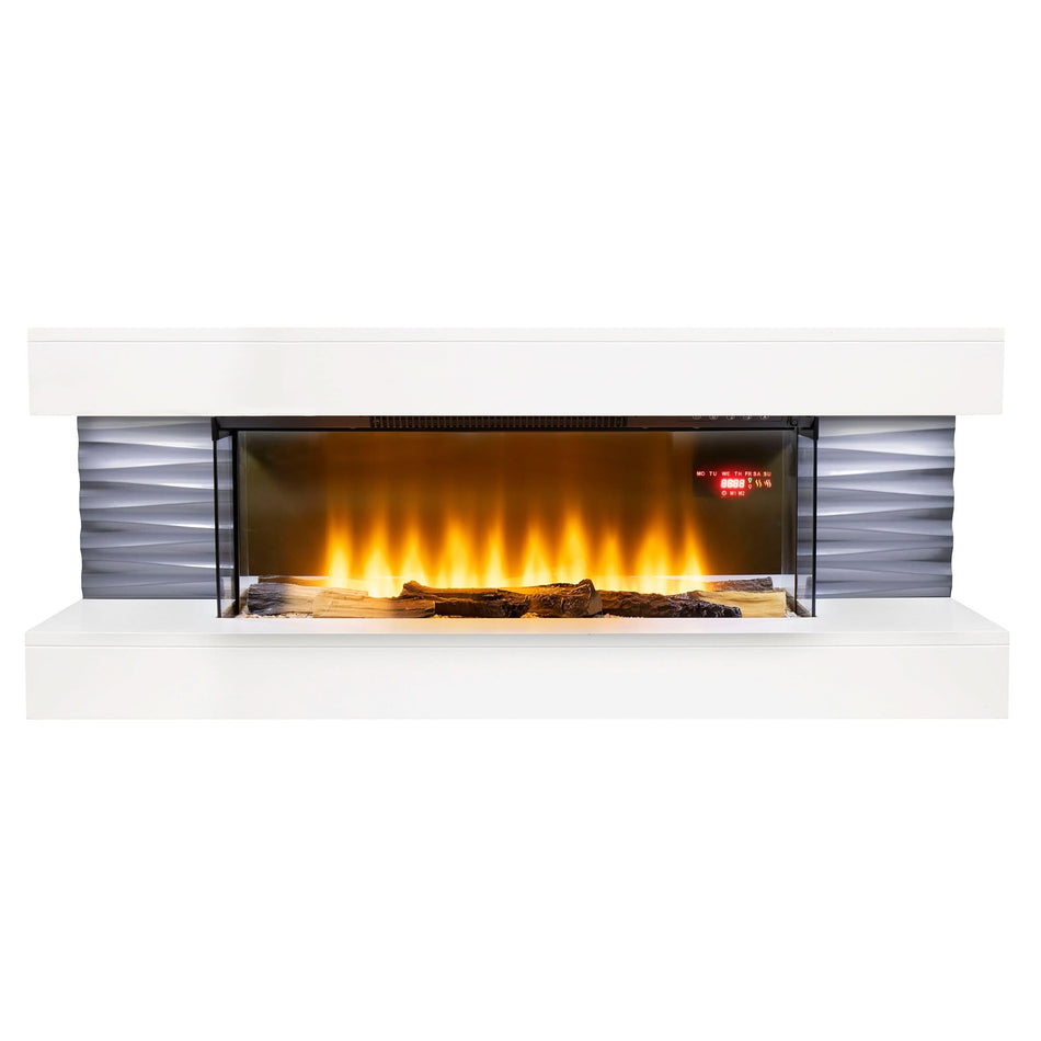 Semineu Electric Panoramic FKK 10, 1000W/2000W, Montare pe Perete sau Podea, Efect de Flacara si Iluminare Ambianta