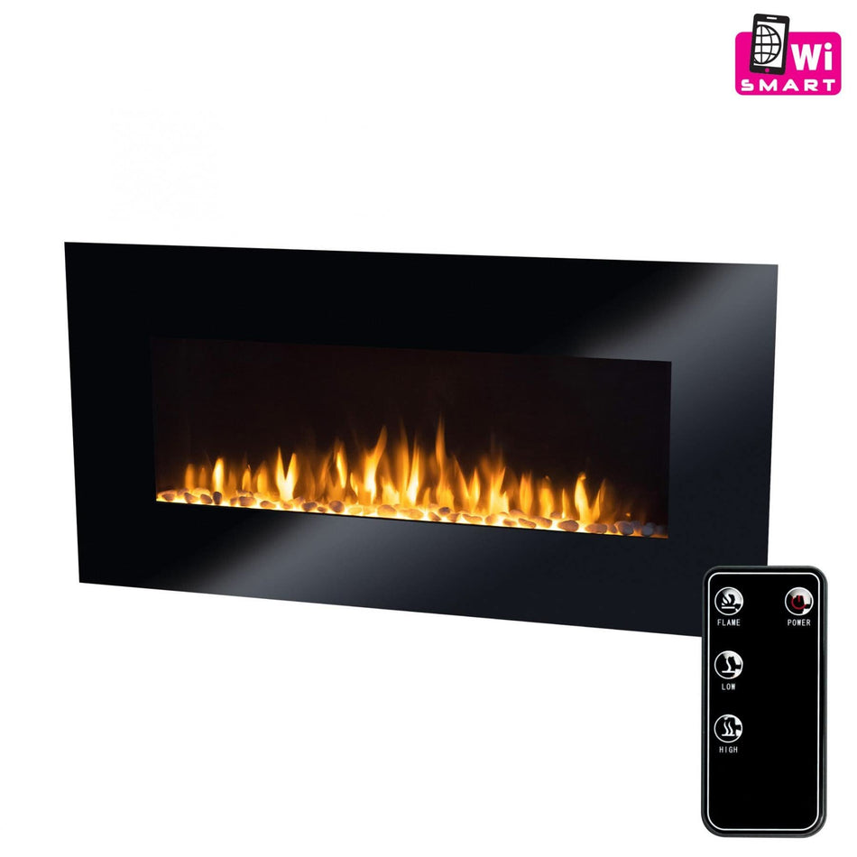 Semineu electric smart FKK 3000 WiFi, 2000W, control prin aplicatie si telecomanda, flacara reala cu selectie culoare, termostat electronic, program saptamanal