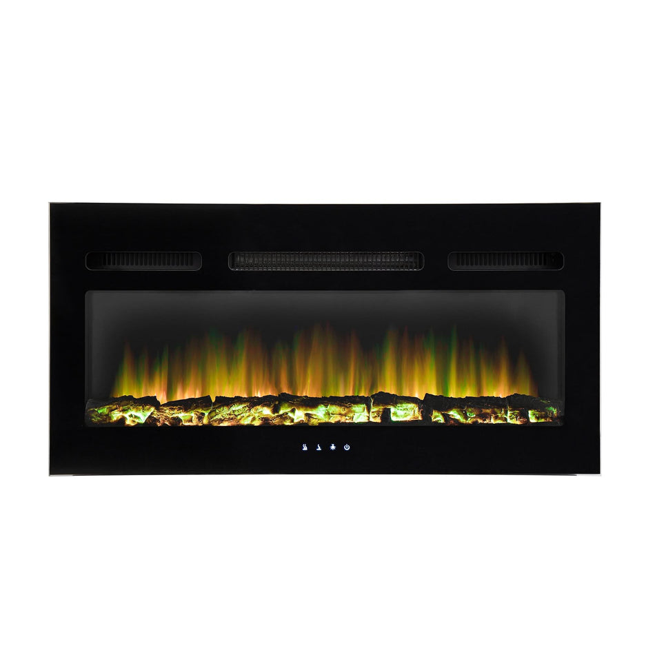 Semineu electric FKKI 05, 2000W, montaj pe perete sau incorporabil, flacara color personalizabila, termostat electronic, program saptamanal, telecomanda, protectie supraincalzire