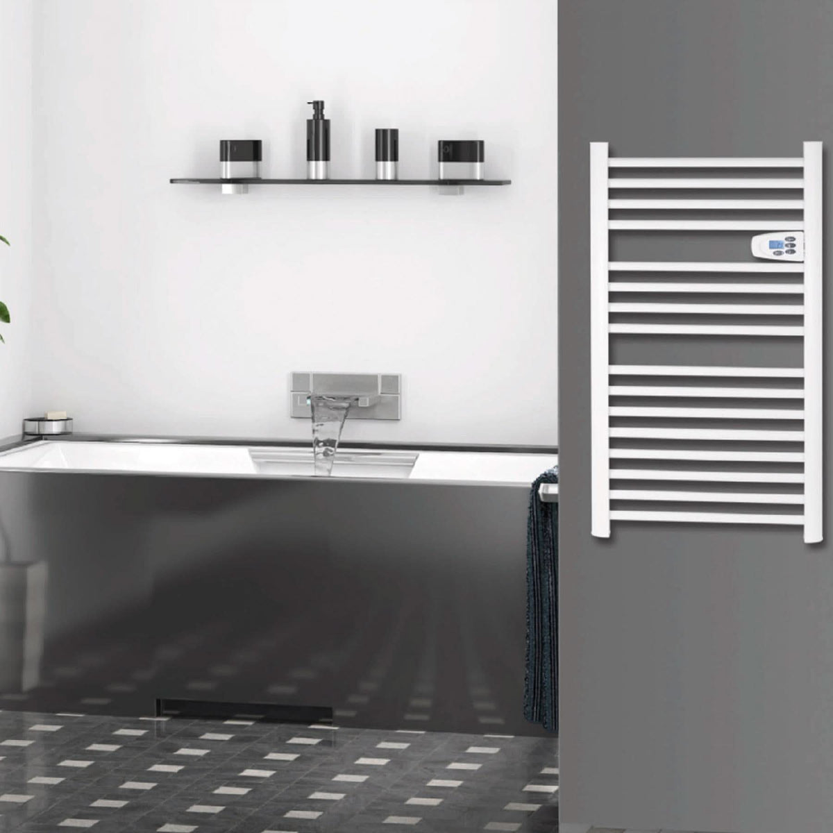 Uscator electric prosoape baie Home FKTW 501, 500W, panou LCD, programare saptamanala, montaj perete, alb
