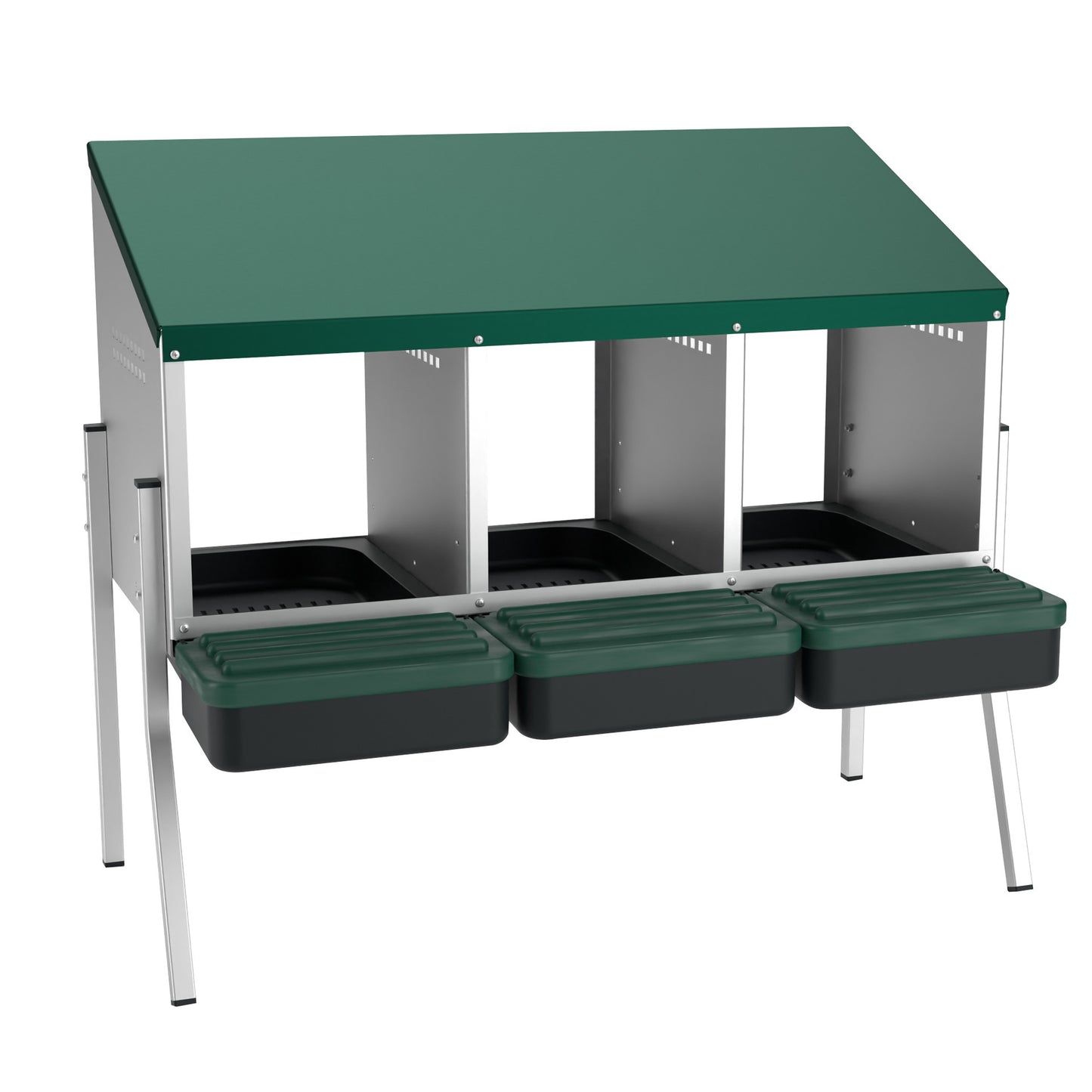 Cuibar pasari ZEP MG-03, 3 compartimente, cu picioare, metal galvanizat, colector oua