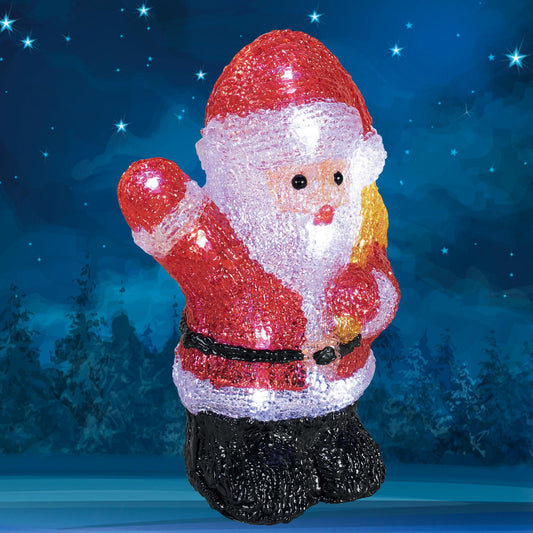 Decoratiune Mos Craciun din acril Home Zep, 16 LED-uri, 16 x 23 x 10 cm