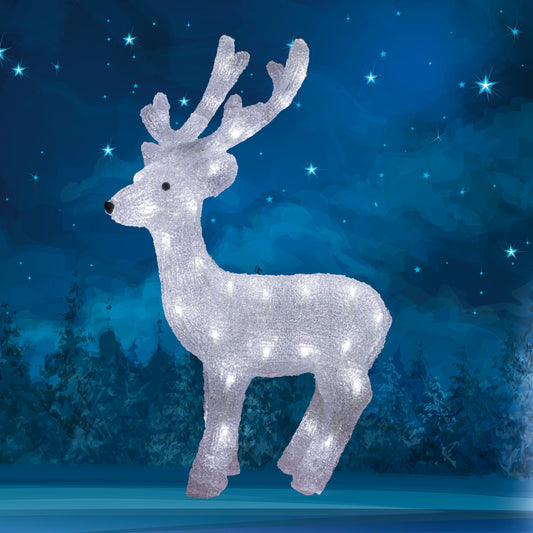 Decoratiune ren din acril Home Zep, 50 LED-uri, 36,5 x 63 cm