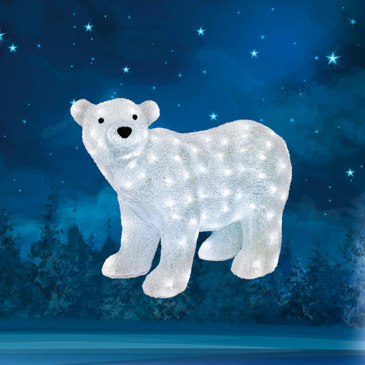 Decoratiune urs polar din acril Home Zep, 42 cm, 230V