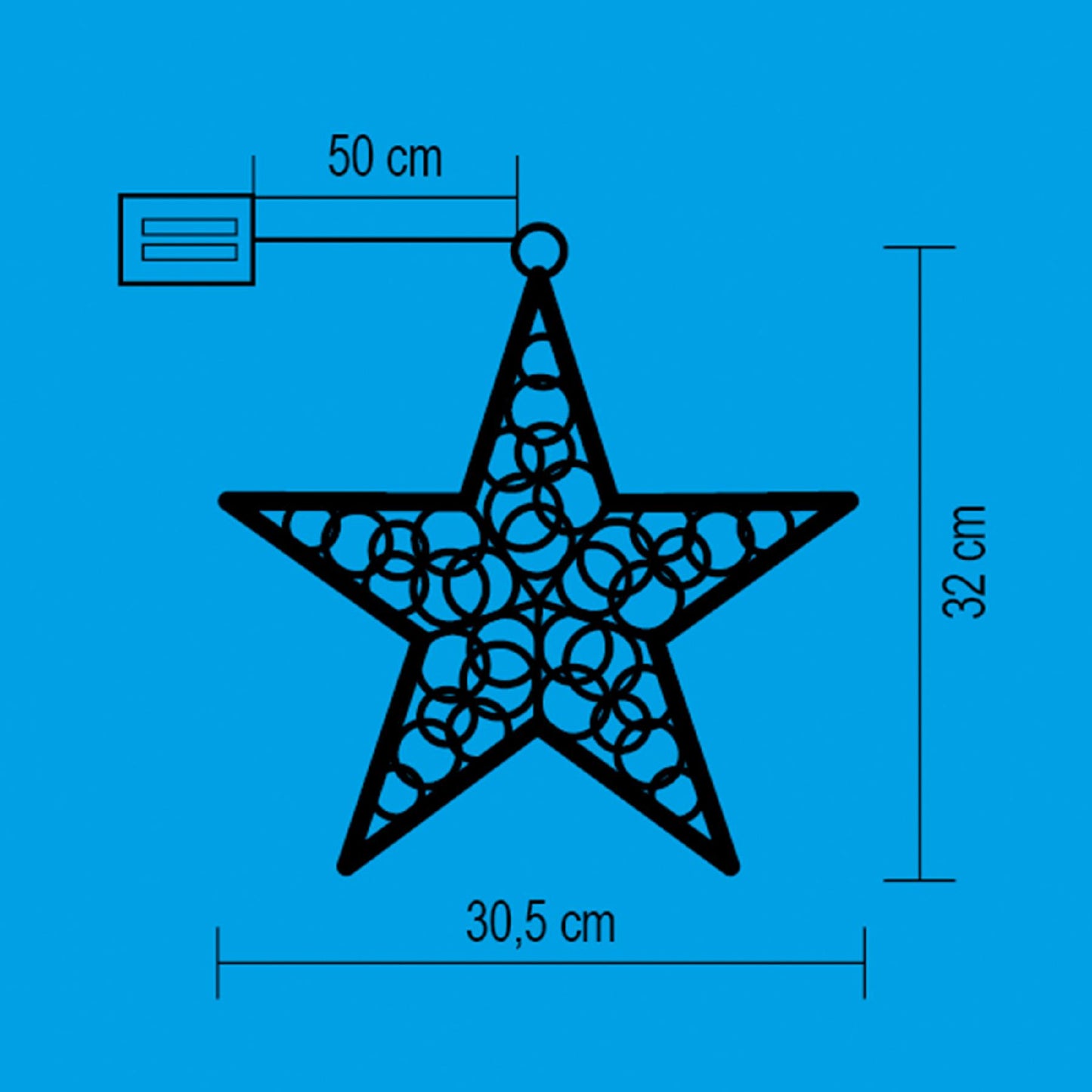 Decor fereastra tip stea Home Zep, 20 LED-uri, 30,5 x 32 cm, pe baterii