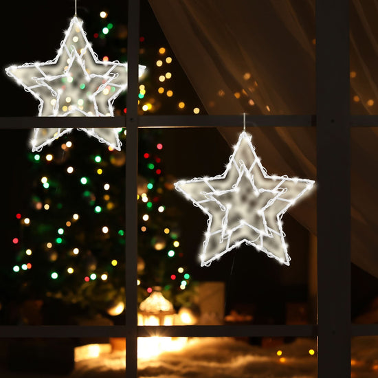 Decor Fereastra Home Zep, 35 LED-uri, Alb Cald, 33x33 cm, Pe Baterii
