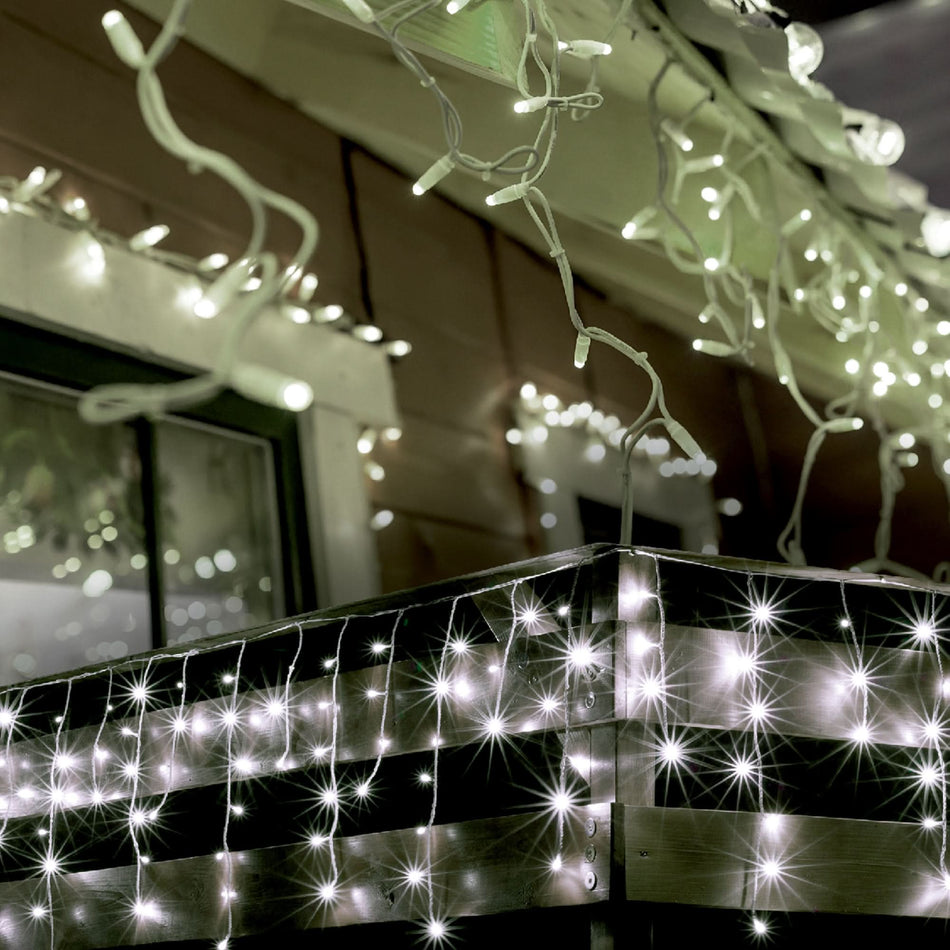 Perdea de lumini tip sloi de gheata Home Zep, 600 LED-uri, 5+20m, lumina alba rece