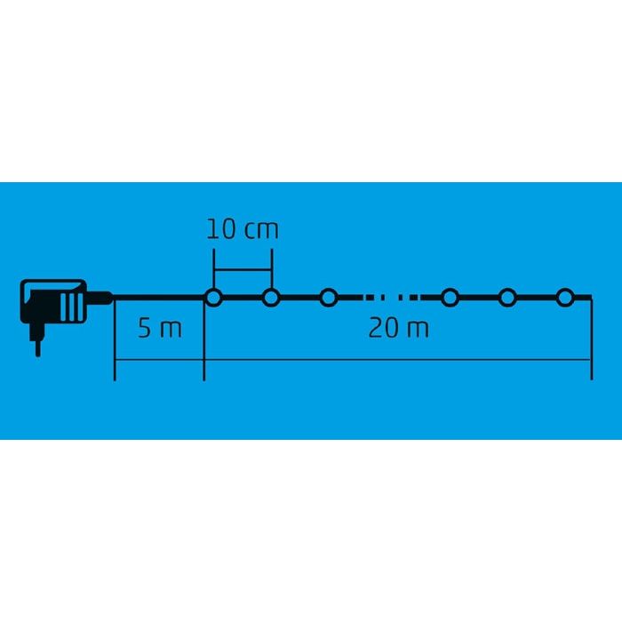 Ghirlanda cu 200 LED-uri Home Zep, 20m, lumina alb cald, 230V