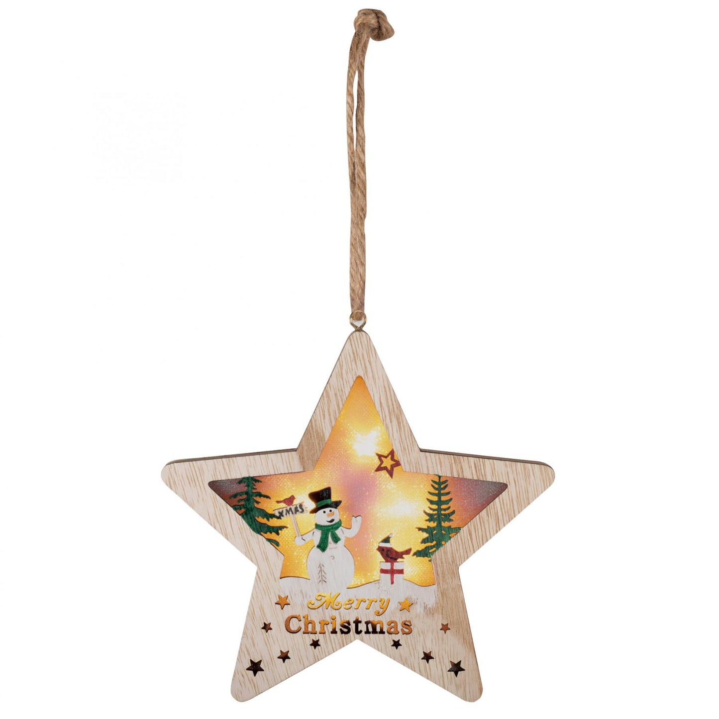 Decor din lemn pentru usa Home Zep, 6 LED-uri, 18 x 17 x 2,2 cm, pe baterii