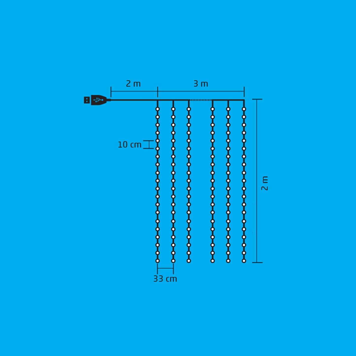 Perdea de lumini Home Zep, 200 microLED-uri, 3x2m, lumina alba rece, 8 programe