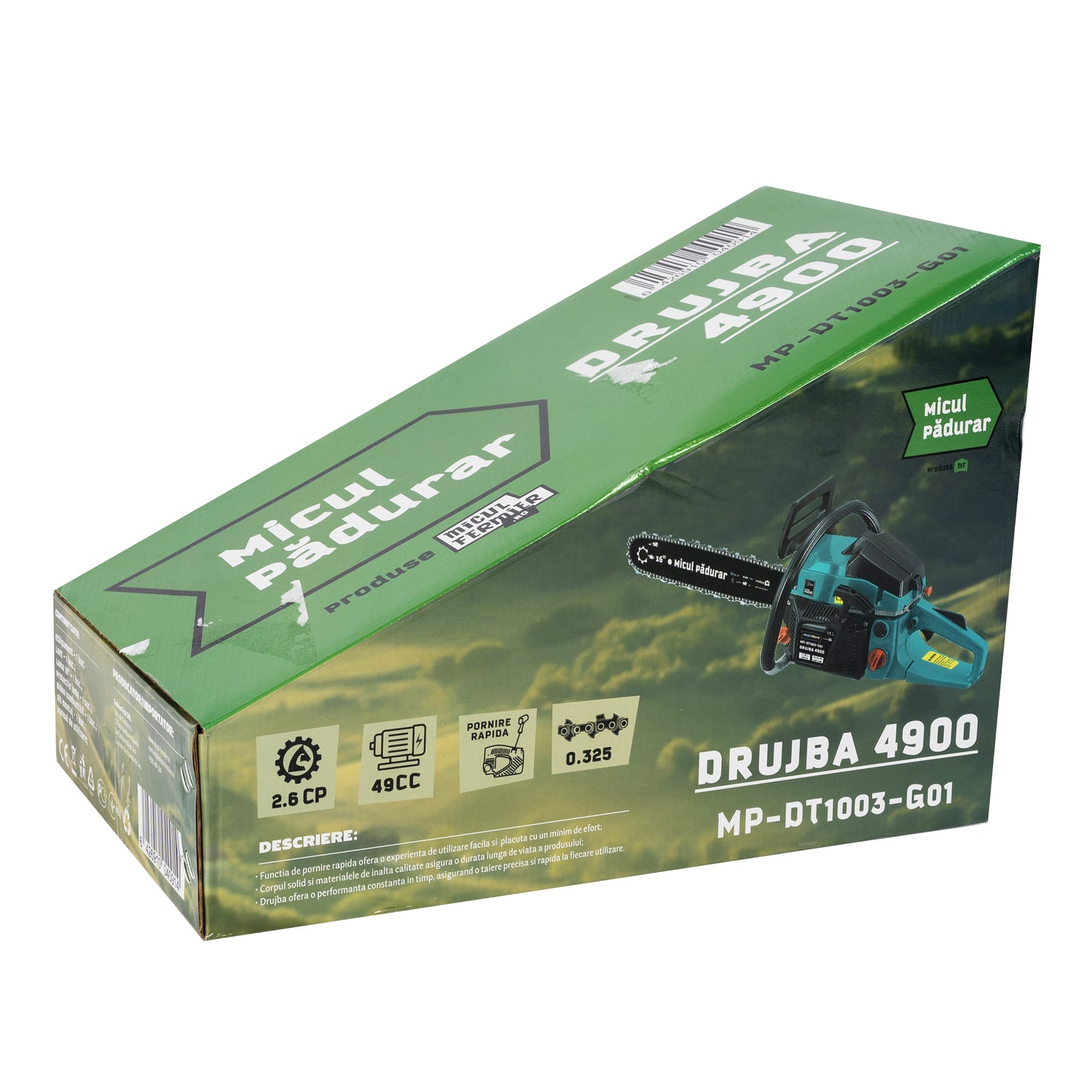 Drujba Micul Pădurar 4900  MP-DT1003-G01, 2.6 CP, Motor 2T, Lamă 16", Lant Inclus, Pornire Rapidă