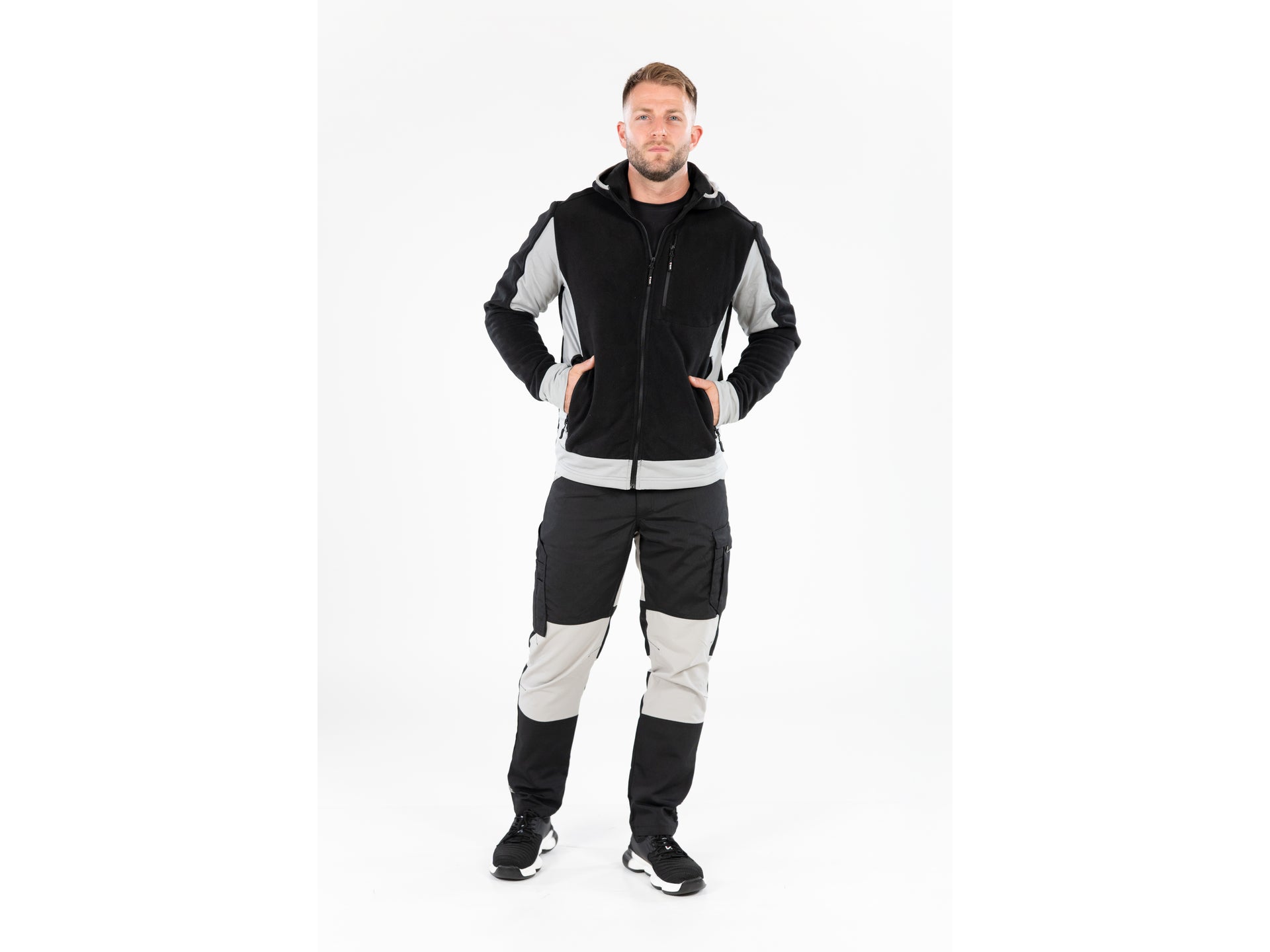 JACHETA FLEECE CU GLUGA SARNA NEAGRU 3XL