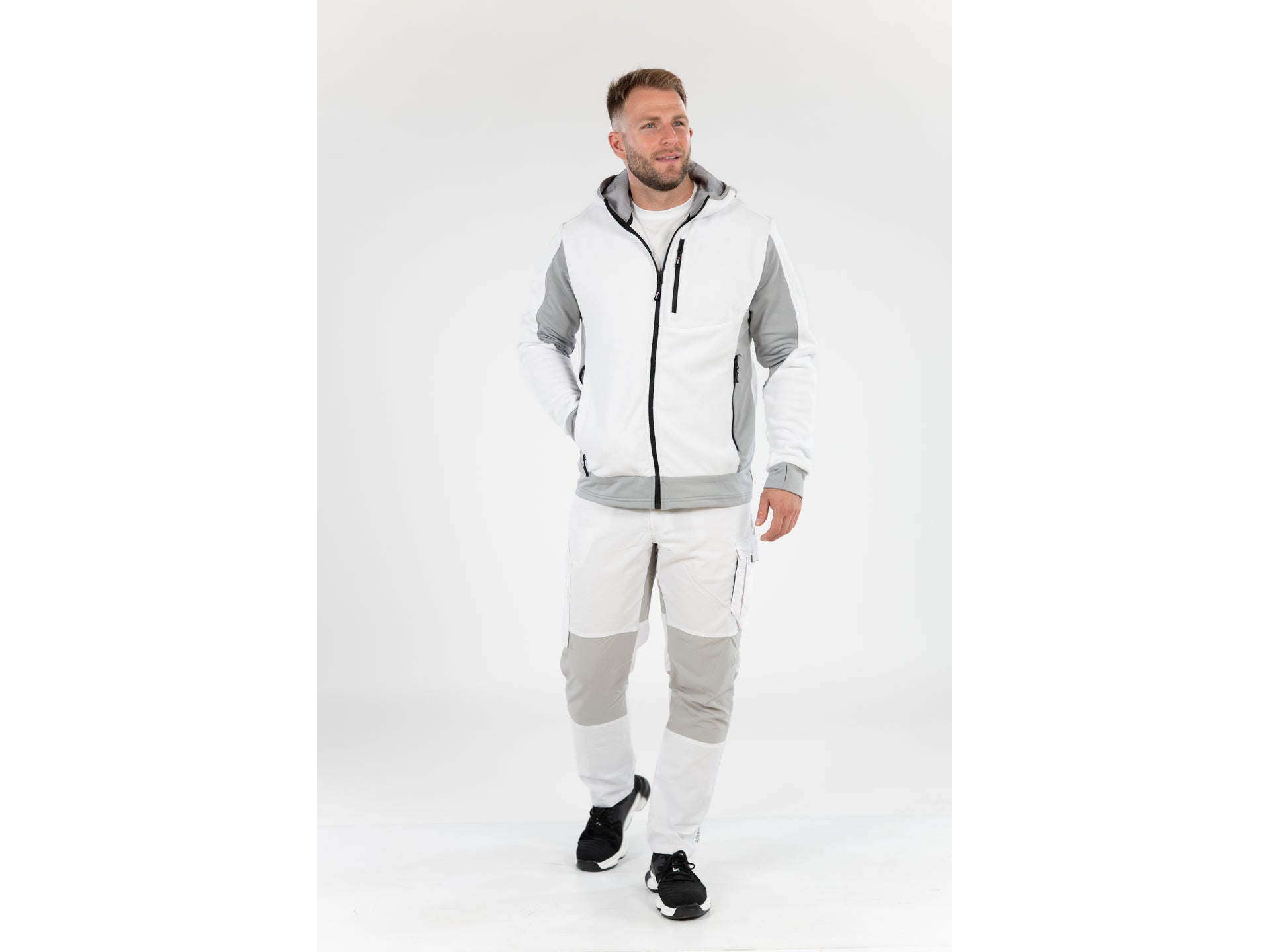 PANTALON DE LUCRU STRETCH. ALB. M