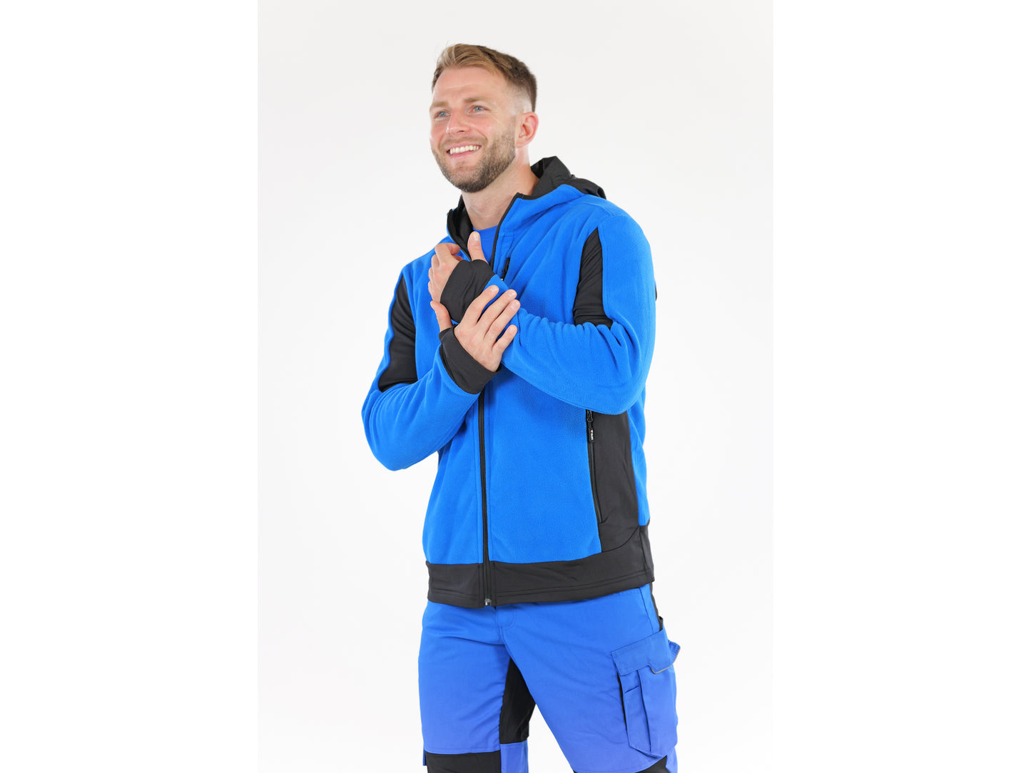 JACHETA FLEECE CU GLUGA SARNA ALBASTRA S