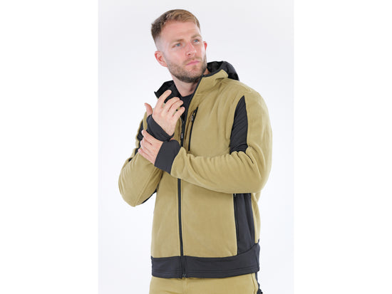 JACHETA FLEECE CU GLUGA SARNA KAKI S