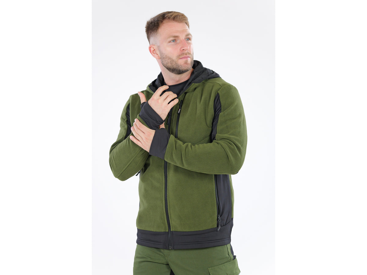 JACHETA FLEECE CU GLUGA SARNA VERDE 3XL
