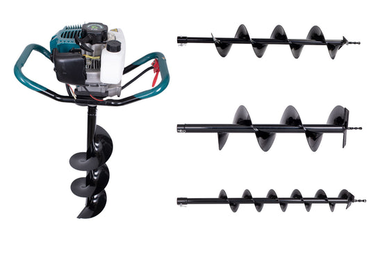Motoburghiu foreza pamant Gospodarul Profesionist ED520, 3 CP, 52cc, 3 burghie incluse 100mm 150mm 200mm